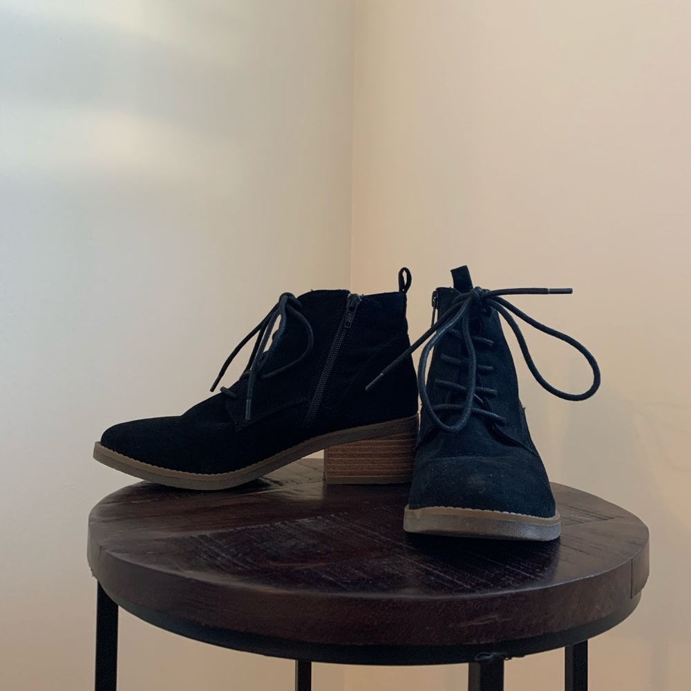 Black suede booties size 7